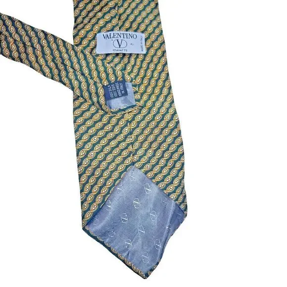 VALENTINO Garavani solid black 100% Silk tie authentic yellowformal designer
